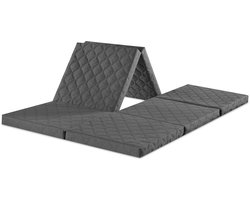 sleepling 140 x 195 cm vouwmatras | tweepersoons logeermatras | opvouwbaar tot zitpoef | met hoes | afneembare hoes van polyester, wasbaar op 30 graden | gemaakt in de EU | OEKO-TEX 100 gecertificeerd | 195 x 140 x 8 cm | donkergrijs