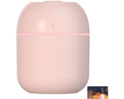 1 stuk, mini-luchtbevochtiger, fijne nevel, stille bevochtiging, draagbaar via USB, geschikt voor slaapkamer, kantoor, woonkamer, bureaublad, roze, 8*8*10.3 cm, 220 ml