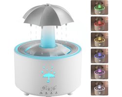 2-in-1 luchtbevochtiger etherische olie diffuser met 360 graden roterende regendruppel styling design en 7 LED dimmers, ultrasone stille vernevelaar - voor langdurig gebruik 24 uur - wit