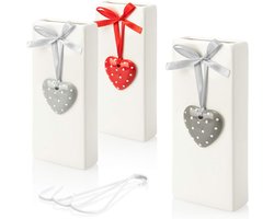 3x Luchtbevochtiger Verwarming - Radiator Luchtbevochtiger in Wit - Verwarmingswater Verdamper van Keramiek met Hartversiering (03 stuks - Hart)