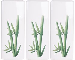 3x Witte radiator waterverdampers/luchtbevochtigers botanische planten print bamboe blad 21 cm - Waterverdampers voor de verwarming