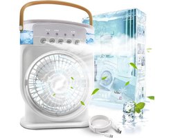 4-in-1 Draagbare Mini Airconditioning en Ventilator zonder Slang - Stil en Oplaadbaar met Waterkoeler en Luchtbevochtiger