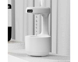 Anti Gravity Luchtbevochtiger with LED Clock Display - Ultrasonic Water Drip Luchtbevochtiger - Cool Mist Aromatherapy Diffuser - Floating Water Droplet Luchtbevochtiger - Levitating Water Drop - Wit
