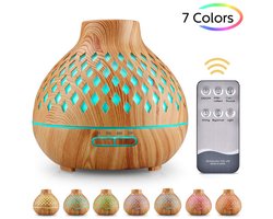 Aroma diffuser - Aroma diffuser luchtbevochtiger - Luchtbevochtiger slaapkamer - Bureau-luchtbevochtiger - Sfeerverlichting binnen - 400 ml - Hout - Kunststof