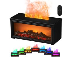Aroma Diffuser met open haard en etherische olie - luchtbevochtiger -Vlambevochtiger - Vlameffecten met 7 kleuren - Met afstandsbediening - Timer voor automatische uitschakeling - Geschikt voor slaapkamers, huizen en yoga - Zwart