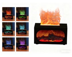 Aroma luchtbevochtiger - Gesimuleerde vlamhaard - Gesimuleerde haardgeurverspreider - 140 ml - Waterloze uitschakelbeveiliging - 15.7*7.9*8.3cm - Stille bevochtiging - 6-kleuren omgevingslicht - 50-60 dB - Omgevingsvlamprojectie - 1 pack