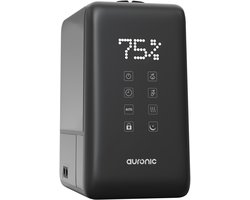 Auronic Luchtbevochtiger - 6L Tankcapaciteit Incl. Waterfilter - 50m2 - Babykamer & Slaapkamer - 3 Vernevelingsstanden - Zwart
