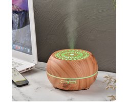 CHIWIN Luchtbevochtiger - 400ml met Afstandsbediening - Aromatherapie Diffuser met 7 Kleuren LED en Timer - Ultrasone Aroma Vernevelaar Houtlook voor Slaapkamer en Woonkamer