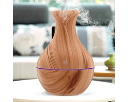 CHIWIN Luchtbevochtiger met Aromatherapie - 200ml Antibacteriële tank - Ultrasone Technologie - Houten Design - 7 Kleuren LED - Touch Bediening - USB-oplaadbaar - Perfect voor Slaapkamer & Kantoor - Houtachtig
