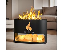 CHIWIN Luchtbevochtiger met Aromatherapie - 250ml - Realistisch Vlam Effect - 4 Kleuren LED - Timer - Stille Werking - Ultra Stil(<30dB) - Automatische Uitschakeling - Perfect voor Slaapkamer & Kantoor - Zwart
