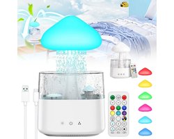 Cloud Humidifier - Regenwolk Luchtbevochtiger - Regendruppel - White Noise Machine - Slaaptrainer - Aroma Diffuser - Rain Drop - Nachtlamp - Nachtlampje - Bureaulamp