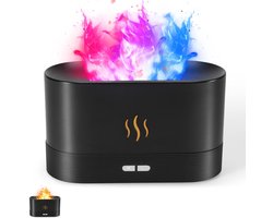 Colorful Flame Aroma Diffuser & Luchtbevochtiger – 7 Kleuren – Stil – Automatische Uitschakeling – 180 mL – Huis, Kantoor, Yoga – Zwart – 8-Uur Werktijd