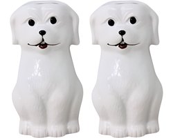 Concorde Waterverdamper radiator - 2x - hond - wit - kunststeen - kinderkamer - 17 cm - luchtbevochtiger