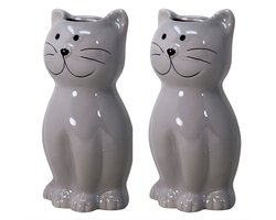Concorde Waterverdamper radiator - 2x - kat - grijs - kunststeen - kinderkamer - 17 cm - luchtbevochtiger
