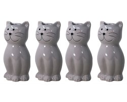 Concorde Waterverdamper radiator - 4x - kat - grijs - kunststeen - kinderkamer - 17 cm - luchtbevochtiger
