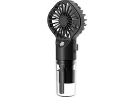 Draagbare handventilator met nevel - Oplaadbare ventilator - Batterij Kleine persoonlijke mistventilator 4 snelheden miniventilator met sproeier - Vrouwen Mannen Buiten Kamperen Thuis Kantoor Reizen - Zwart