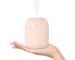 Draagbare kleine luchtbevochtiger - USB persoonlijke desktop luchtbevochtiger - Geschikt voor auto, kantoor, slaapkamer - Automatische uitschakeling - 2 miststanden - Ultra stil - 220 ml - Roze