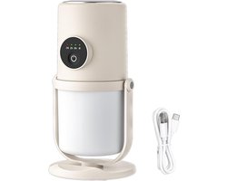 Draagbare mini-luchtbevochtiger - 300 ml koele mistbevochtiger - Met standaard - Stille USB-bureauluchtbevochtiger - 2 sproeistanden - Gebroken wit - Geschikt voor babykamers, reizen, kantoren en huizen