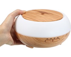 DrPhone Atmosphere2 - WiFi Aroma – Humidifier - Rustgevende Luchtbevochtiger Met Led – Met Spraakbediening en Timingfunctie – Wit / Lichte Houtnerf