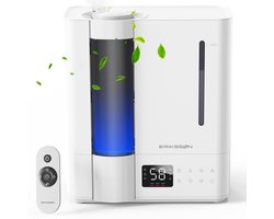 Erikssøn Luchtbevochtiger Elite - 8 Liter - Geschikt voor Woonkamer, Kantoor, Slaapkamer, Babykamer - Humidifier - Met Aromatherapie - Wit