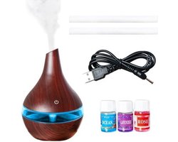 Geurverspreider - luchtbevochtiger 300ml USB 4in1 - Donkerbruin
