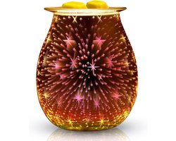 Glas Elektrische Geur Lamp - Wax 3D Vuurwerk Aroma Lamp - Touch Control Nachtlicht - Aroma Lamp Decoratie voor Thuis Kantoor Slaapkamer Woonkamer Cadeaus