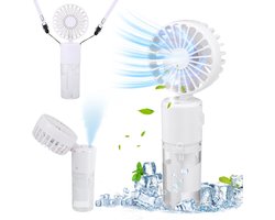 Handventilator - Draagbare handventilator met waternevel - mini-ventilator - 4000 mAh - USB - waterventilator met 4 snelheden - op batterijen werkende kleine ventilator - Geschikt Voor kantoor, reizen en kamperen - wit