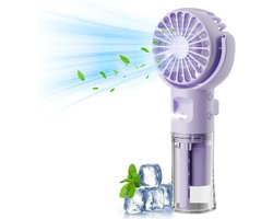 Handventilator - Draagbare ventilator - 4 Standen - Mini ventilator - Ventilator met waternevel - Oplaadbaar handventilator - Aircooler staand - Kleine portable ventilator met USB - Waaier - Koeling - Paars