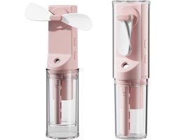 Handventilator - Mini Handventilator Met Sproei - Ventilator Met Waternevel - 1500mAh USB-C Oplaadbaar - 4 Snelheden - Draagbaar Design (14cm) - Ideaal Voor Kantoor & Reizen - Roze