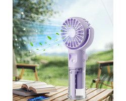 Handventilator - Ventilator - Fan - Waaier - Ventilator Met Waternevel - Draagbare Mini Ventilator - Oplaadbare Mistventilator - 4 Standen - Oplaadbaar - 1200 mAh Draagbare Luchtkoeler - Herbruikbare Handheld Ventilator voor Thuis, Studio - Paars