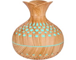 Houtlook Ultrasone Luchtbevochtiger - Mini Air Humidifier - 2 Sproeistanden - 7 Kleuren LED Nachtlamp - Stil - Draagbaar - 11.6x12.7cm - Voor Slaapkamer Kantoor Auto - Automatische Uitschakeling