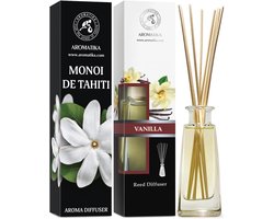 Kamergeurverspreider Monoï de Tahiti & Vanille - Aromadiffuser Set met Stokjes - Tropische Geur voor Huis en Kamer