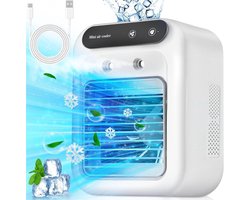 Kleine airco - 1800mAh Draagbare airconditioner - mobiele airco-Mobiele airco zonder afvoer - mobiele airco met waterbak - 25W Mini draagbare airconditioner - 2 koele luchtstralen - 2 snelheidsinstellingen - voor slaapkamer, kantoor, buiten