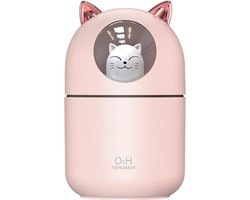 Leuke Kat Luchtbevochtiger 300 ml met USB Mini Cool Mist - 2 Spray Modi - Nachtlampje.