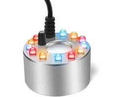 longziming -Ultrasone Mini Vernevelaar met 12 LED-Lichtjes – Roestvrij Staal, Automatische Waterbeveiliging, Decoratief voor Vijver, Aquarium & Halloween