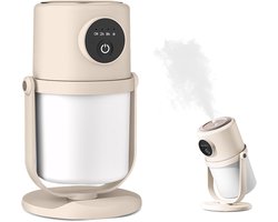 Luchtbevochtiger - 28dB stille - voor de babykamer, luchtbevochtigers voor slaapkamers - mini-luchtbevochtiger - met automatisch uitschakelbaar nachtlampje - 90° roterende ultrasone koele mist luchtbevochtigers - voor huis en planten - Beige