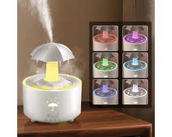 luchtbevochtiger 300ml voor kinderkamer, parapluvormige luchtbevochtiger met afstandsbediening en automatische uitschakeling, 7 kleuren LED aromatherapie diffuser voor slaapkamer en woonkamer