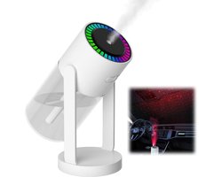 Luchtbevochtiger - 550 ml - Ultrasoon - Koele mist, stille werking - USB - Bureau-luchtbevochtiger - Met sterrenhemellicht - Automatische uitschakeling bij laag waterpeil - Geschikt voor slaapkamers, woningen en kantoren (wit - 14,5 * 6,8 cm)
