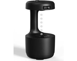 Luchtbevochtiger - Anti Gravity Luchtbevochtiger with LED Clock Display - Floating Water Droplet Luchtbevochtiger - Levitating Water Drop - Zwart