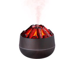 Luchtbevochtiger-Gesimuleerd kampvuur-Stil ontwerp-300ML-Twee spuitmodi-Aromatherapie machine-Gesimuleerde koolstofbrandbevochtiger (zwart)