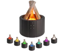 luchtbevochtiger- luchtbevochtiger slaapkamer- Vlammenvuur - 250 ml - Afstandsbediening - Stille vlambevochtiger - Aromatherapie etherische olie diffuser met timer - Met warm licht in de vorm van een vuur en 7 gekleurde lampjes - Stil（Zwart-15*15）
