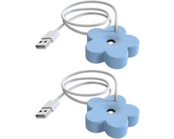 Luchtbevochtiger - Mini-bevochtiger - Bloemenbevochtiger - USB-bevochtiger - Mini-draagbaar - Stil kantoor - Bekerbevochtiger voor thuis - Draagbare bevochtiger - Automatische uitschakeling na 8 uur - Blauw - 2 stuks
