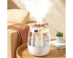Luchtbevochtiger slaapkamer -2L Stille koele mist luchtbevochtiger - Dubbele sproeikop voor dubbele waternevelafgifte - Met nachtlampje - Slimme sensor past de luchtvochtigheid in realtime aan - Nieuwe ecologische luchtzuivering met negatieve ionen