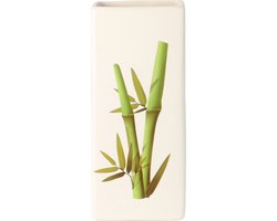 Luchtbevochtiger voor radiator - bamboe blad print - wit - dolomiet - 8 x 4 x 21 cm - waterverdamper