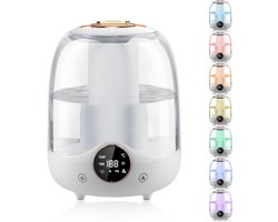 Luchtbevochtigers - 3L luchtbevochtiger voor slaapkamer, bovenvulling met nachtlamp, stille luchtbevochtiger voor baby