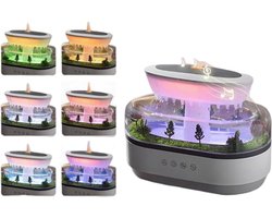 luchtbevochtigers -luchtbevochtiger met aromatherapie - luchtbevochtiger slaapkamer - met 7 Kleuren Nachtlampje en Muziek - Landschap Regendruppel Luchtbevochtiger - Aroma Diffuser voor Essentiële Oliën - Luchtbevochtiger -lucht bevochtiger - Wit