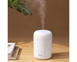 Mini Luchtbevochtiger - Draagbare Ultrasone Bevochtiger - Stille Werking - 300ml Watertank - 2 Sproeistanden - USB Voeding - Auto Slaapkamer Kantoor - Met Sfeerverlichting - BPA-Vrij