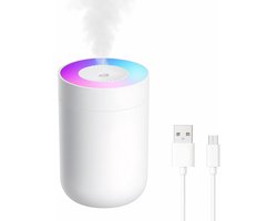 Mini Luchtbevochtiger-Luchtbevochtiger Slaapkamer-Kleine Bevochtiger-USB Humidifier-LED Nachtlampje-230ML-Stil-Voor Bureau & Auto-Wit