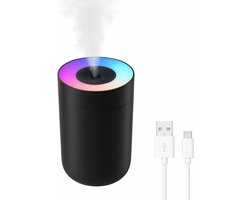 Mini Luchtbevochtiger-Luchtbevochtiger Slaapkamer-Kleine Bevochtiger-USB Humidifier-LED Nachtlampje-230ML-Stil-Voor Bureau & Auto-Zwart