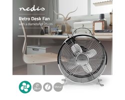 Nedis Tafelventilator | Netvoeding | Diameter: 250 mm | 20 W | 2 Snelheden | Chroom